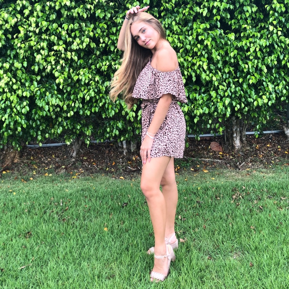 Animal Print Off Shoulder Romper